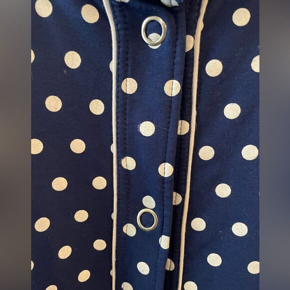 QUACKER FACTORY BLUE POLKA DOT SNAP LIGHTWEIGHT JACKET WITH SLIT POCKETS XL - Picture 3 of 7